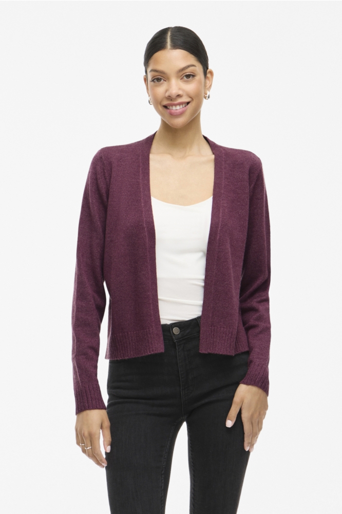 VIRIL SHORT L/S KNIT CARDIGAN-NOOS 14060800 FIG/DARK MELAN